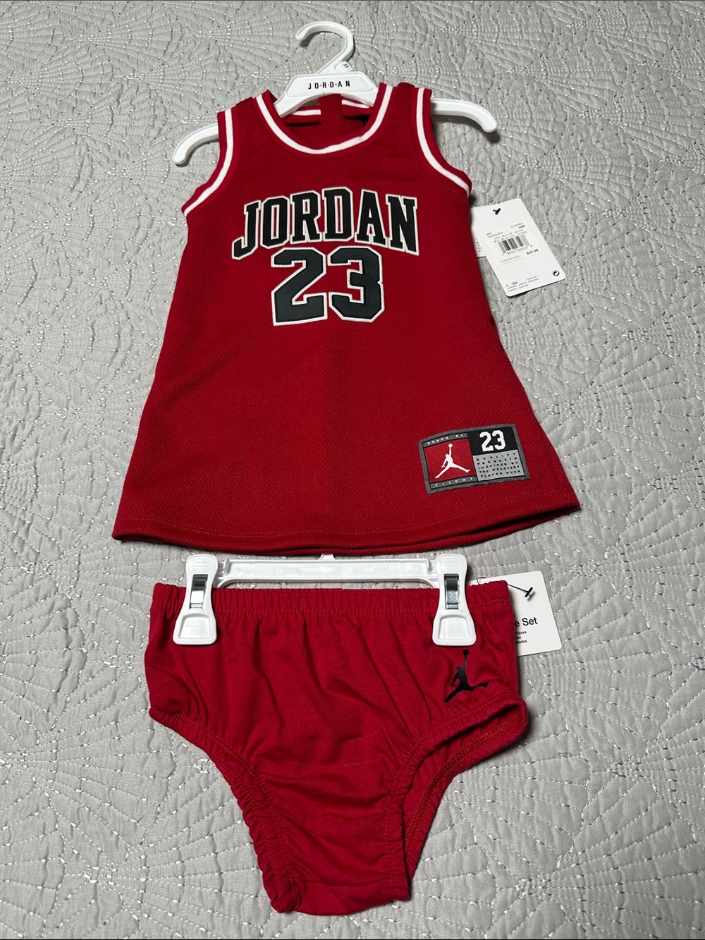 Jordan Baby Girl “23” Infant Dress & Bloomers Set, NWT’s, Size 24 Months